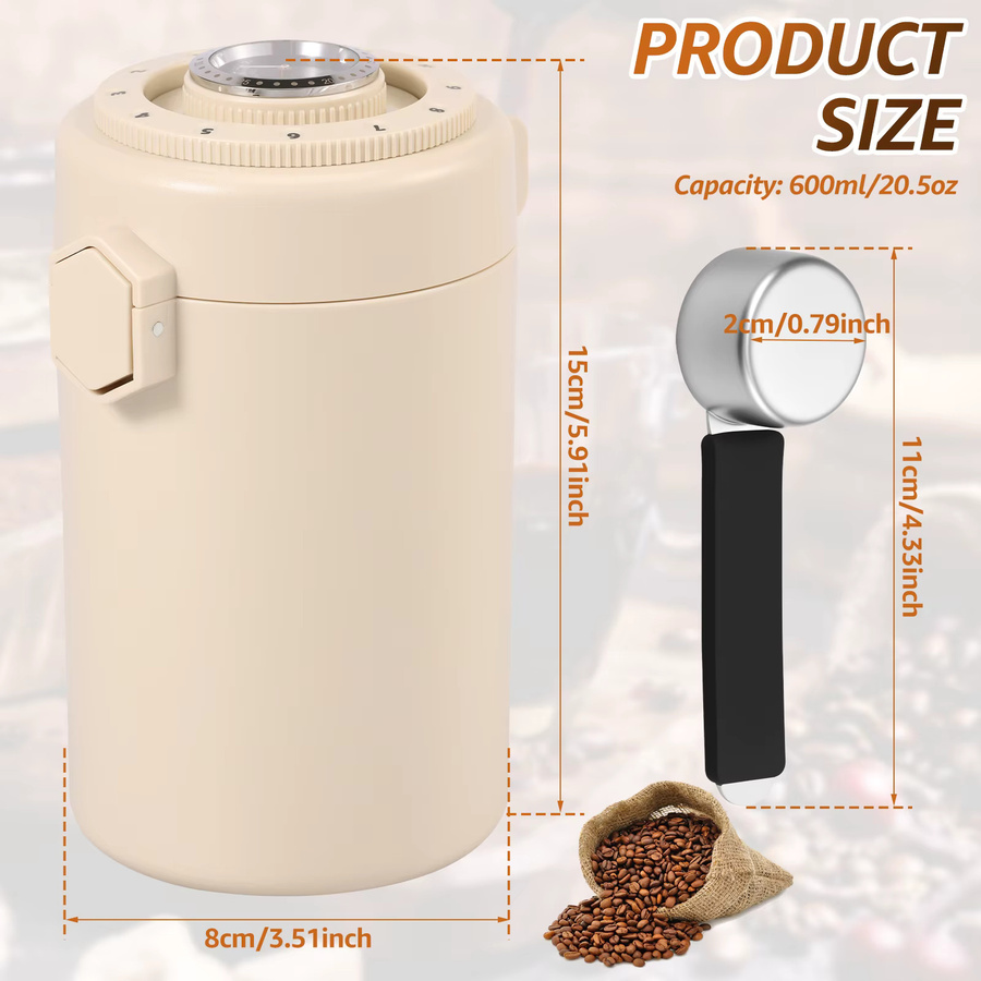 Willstar Kaffeebohnen-Aufbewahrungsbehälter aus Edelstahl und Glas, silber, luftdicht, 600 ml - Bild 2