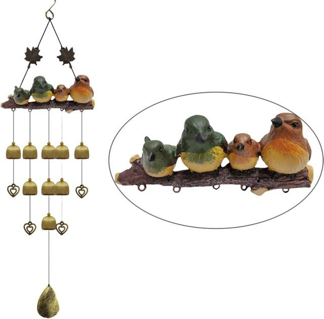 Yiran Furniture Windspiel Vogelnest aus Harz und Metall mit Glocke, Multicolor, Höhe: 66 cm - Bild 1