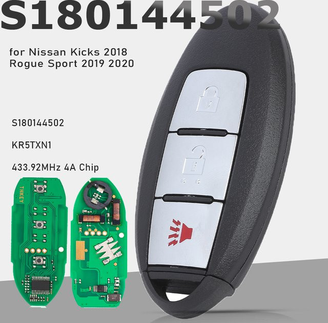 KEYECU Smart Remote Key Fob S180144502 in Schwarz mit 433,92 MHz und 4A Chip für Nissan Kicks 2018 und Rogue Sport 2019 2020 - Bild 1