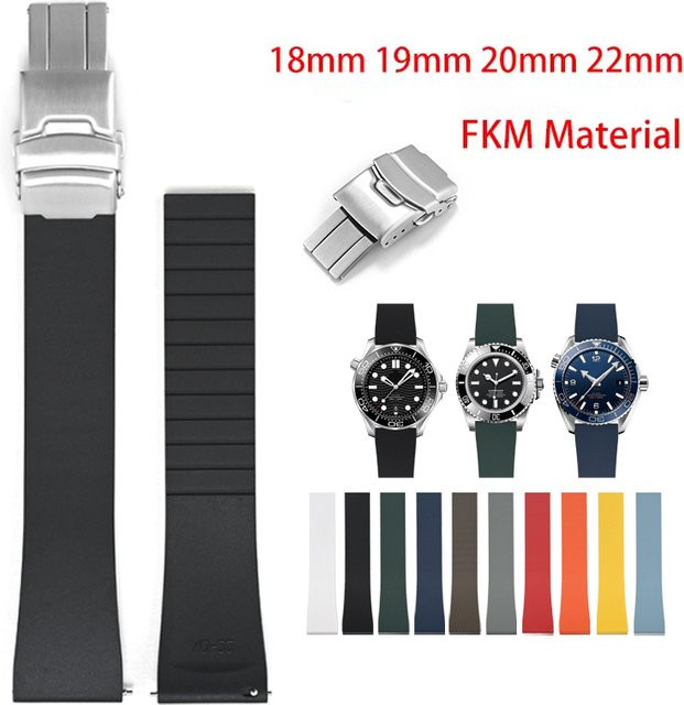 strapfreak Uhrenarmband Fluorkautschuk, Schwarz, Schnellverschluss-Faltschließe - Bild 1