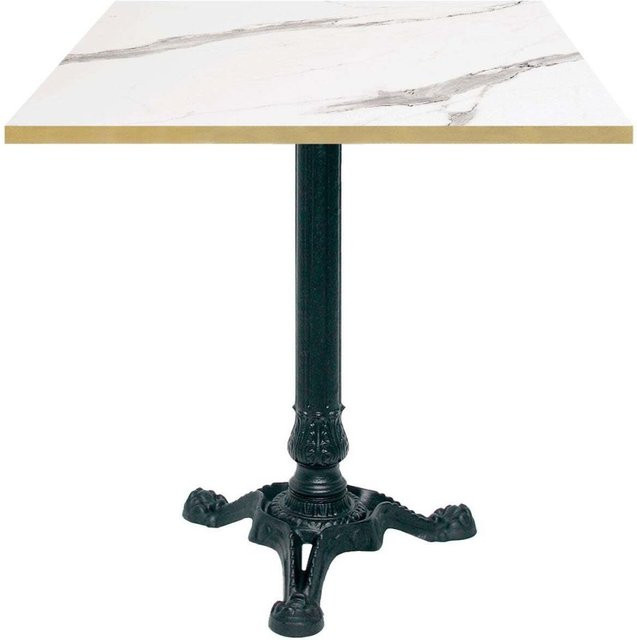 RestooTab Bistrotisch quadratisch in Weiß und Grau mit Messingkanten und schwarzem Gestell, B/T/H: 70 x 70 x 75 cm - Bild 1