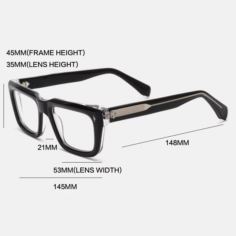Gatenac Lesebrille, Acetat, Vollrand, Square, Schwarz, Männer - Bild 3