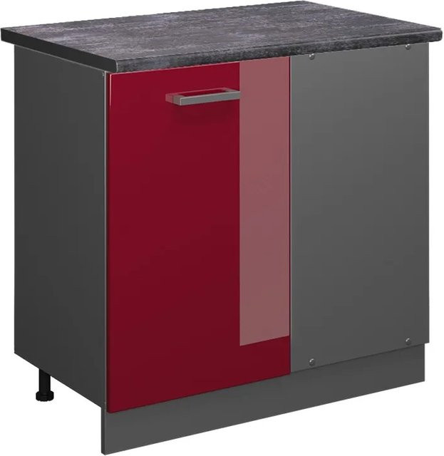 Vicco R-Line Eckunterschrank für die Küche in Bordeaux Hochglanz und Anthrazit, H: 86 cm, B: 60 cm, T: 76,7 cm - Bild 1