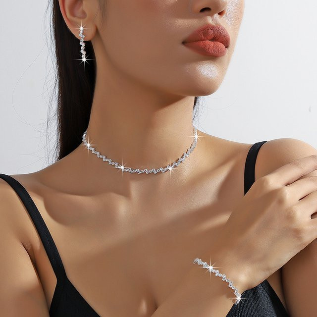 FYUAN Schmuck-Set, Silber, Zirkonia, Kristall - Bild 1