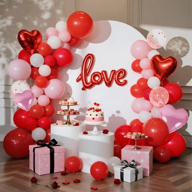 YAYB Ballon-Girlanden-Set mit Herz-Folienballons in Rot für Hochzeit, Valentinstag und Party, 154 Teile - Bild 1
