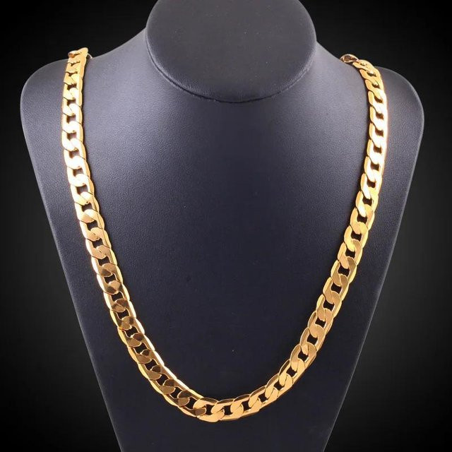 Halskette 18K Gold Farbe, 60cm, gray, Unisex - Bild 1