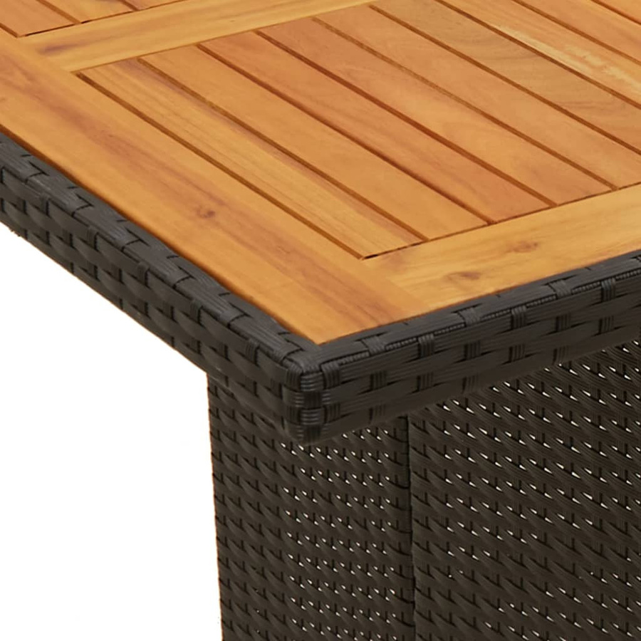 vidaXL Gartentisch aus Poly Rattan und Akazienholz in Schwarz, B/T/H: 190 x 80 x 74 cm - Bild 6