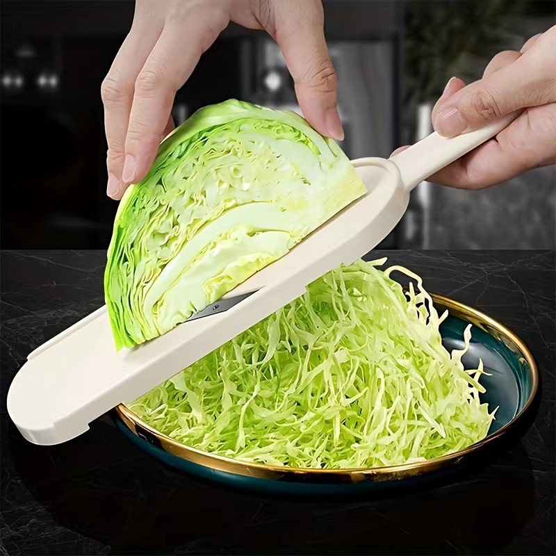 Weiße Kohlreibe aus Kunststoff für Zwiebeln, Gurken, Kartoffeln und Salat, rechteckiges Küchenwerkzeug zum ultrafeinen Schneiden und Zerkleinern - Bild 2