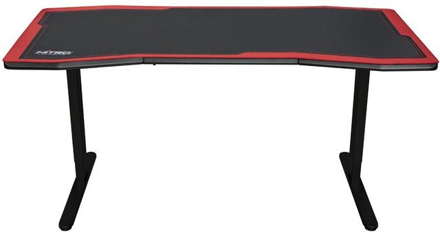 Nitro Concepts D16M Gaming Desk in Carbon Red und Schwarz, höhenverstellbarer Schreibtisch mit manueller Kurbel und MDF-Laminat, B/T/H: 160 x 80 x 82,5 cm - Bild 1