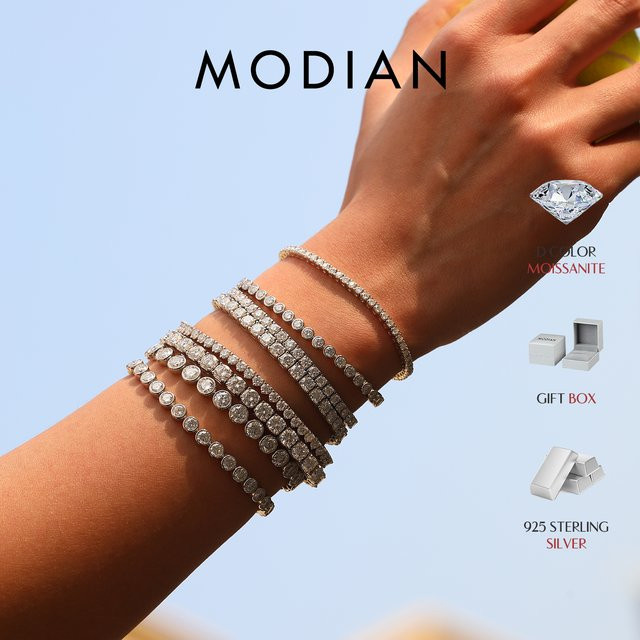 MODIAN Tennisarmband, 925 Sterlingsilber, Moissanit, Damen und Herren - Bild 1