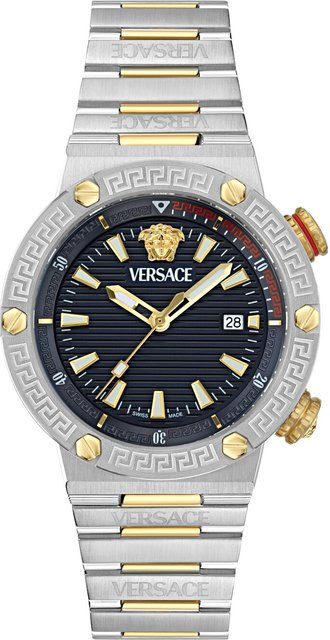 Versace Herrenuhr, Diver, Quarz, Edelstahl, Blau, 43 mm, 10 ATM - Bild 1