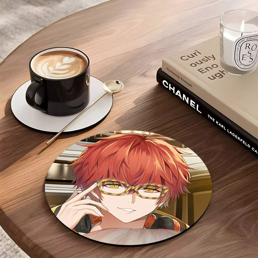 Holzuntersetzer Anime Mystic Messenger mit Farbdruck, rund, Mehrfarbig - Bild 7