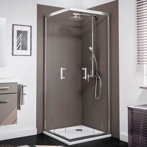 Schulte ExpressPlus Sunny Duschkabine mit Eckeinstieg und Schiebetür, Transparent, Chromoptik, B/H: 80 x 190 cm - Bild 2