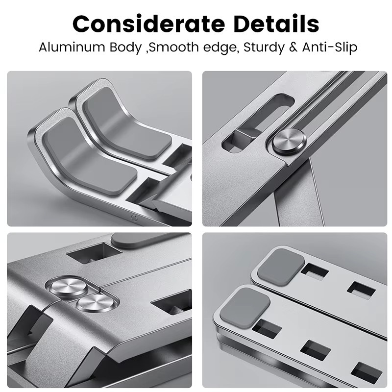 Fireurus Laptop-Halter aus Aluminiumlegierung, faltbar und rutschfest, Farbe: Silber - Bild 2