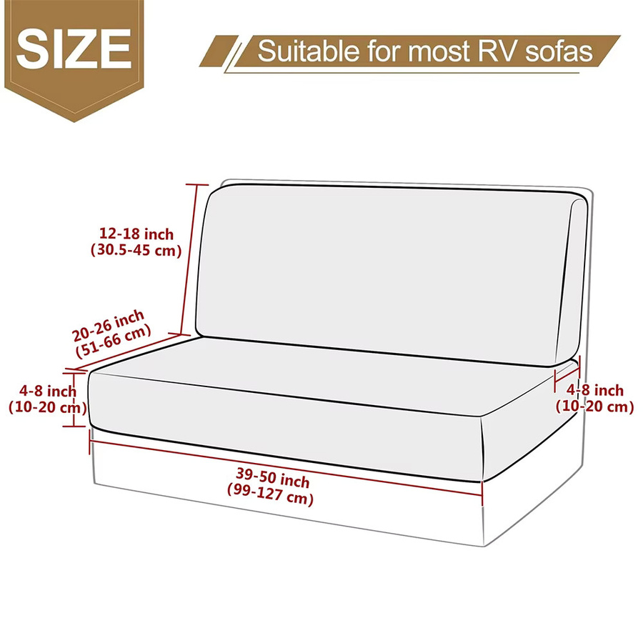 2-teiliges Set airldianer Jacquard Dinette Sofa-Kissenbezüge in Beige, dehnbare und rutschfeste Stuhlbezüge für Wohnmobile - Bild 3