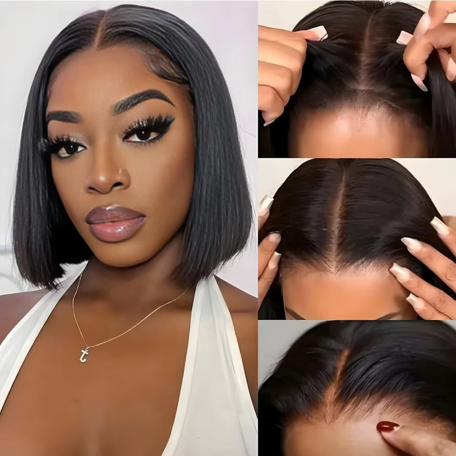 Ainmeys Bob-Perücke aus Echthaar, 14 Zoll, 13x4 HD-Spitzenfront, Damen - Bild 3
