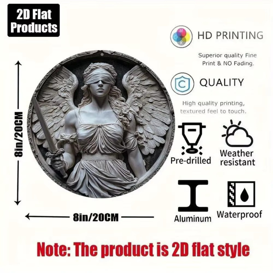Rundes Aluminiumschild HELLOYOUNG Just Goddess of Justice in Grau als Wanddekoration mit Durchmesser: 20 cm - Bild 2