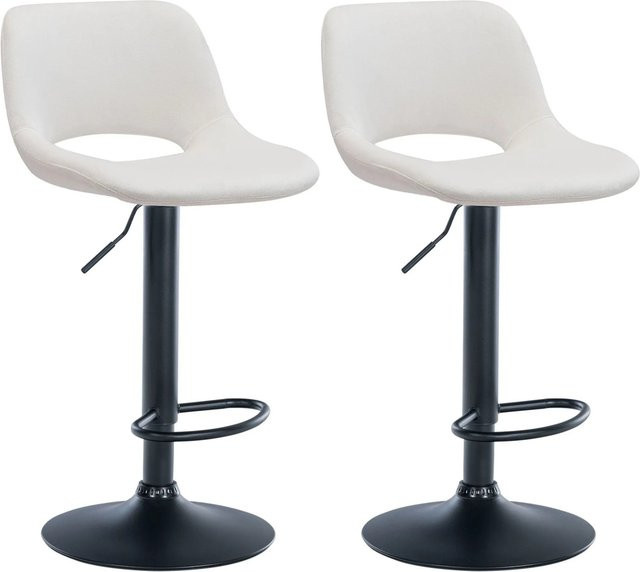 DELUKE Barhocker JAKSON 2er Set, Barstühle mit Lehne aus Samt in Creme und Schwarz, drehbar mit Metallgestell - Bild 1