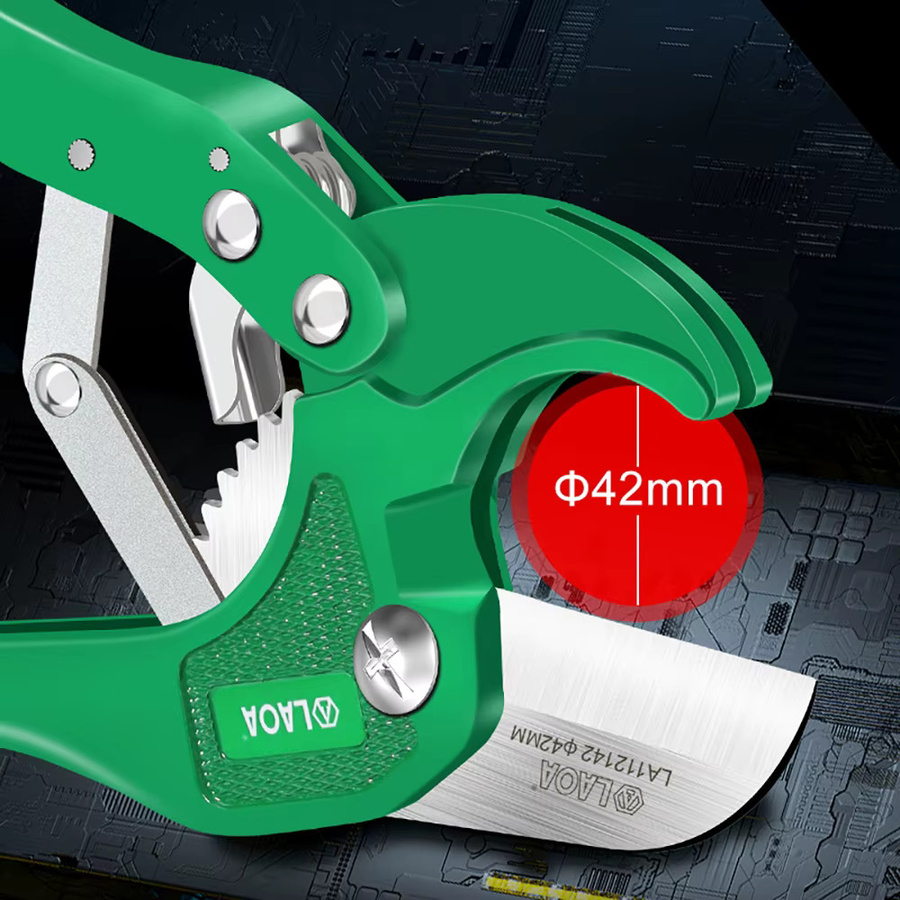 LAOA Rohrschneider 42mm aus Aluminiumlegierung in Grün mit Ratschenmechanismus und 5CR13 Klinge für Kupfer- und PVC-Rohre - Bild 2