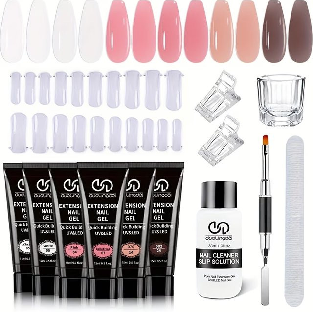 DUOLINGDAI Nagel-Polygel-Verlängerungsset, 30 ml, Weiß Rosa Braun - Bild 1