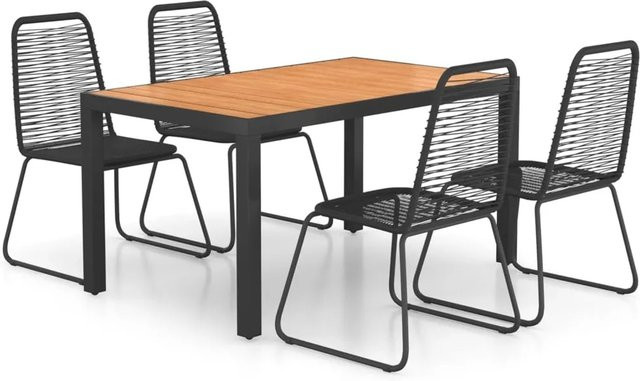 vidaXL 5-teilige Garten-Essgruppe aus PVC-Rattan in Schwarz und Braun mit Tisch und Stühlen für Garten, Patio und Terrasse - Bild 1