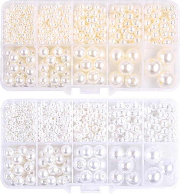 Perlen Set Acryl, Weiß/Beige, Unisex - Bild 1