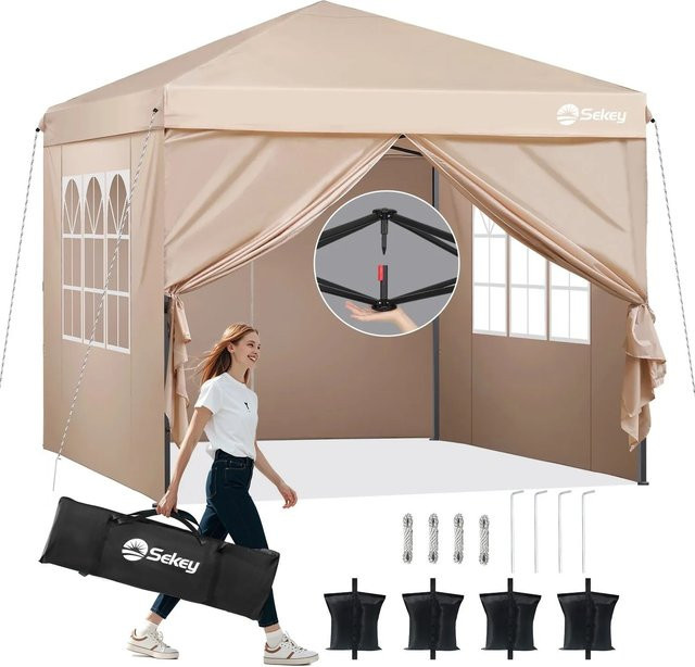 Sekey Premium Pop Up Pavillon aus Oxford-Gewebe in Khaki, B/T/H: 300 x 300 x 270 cm - Bild 1