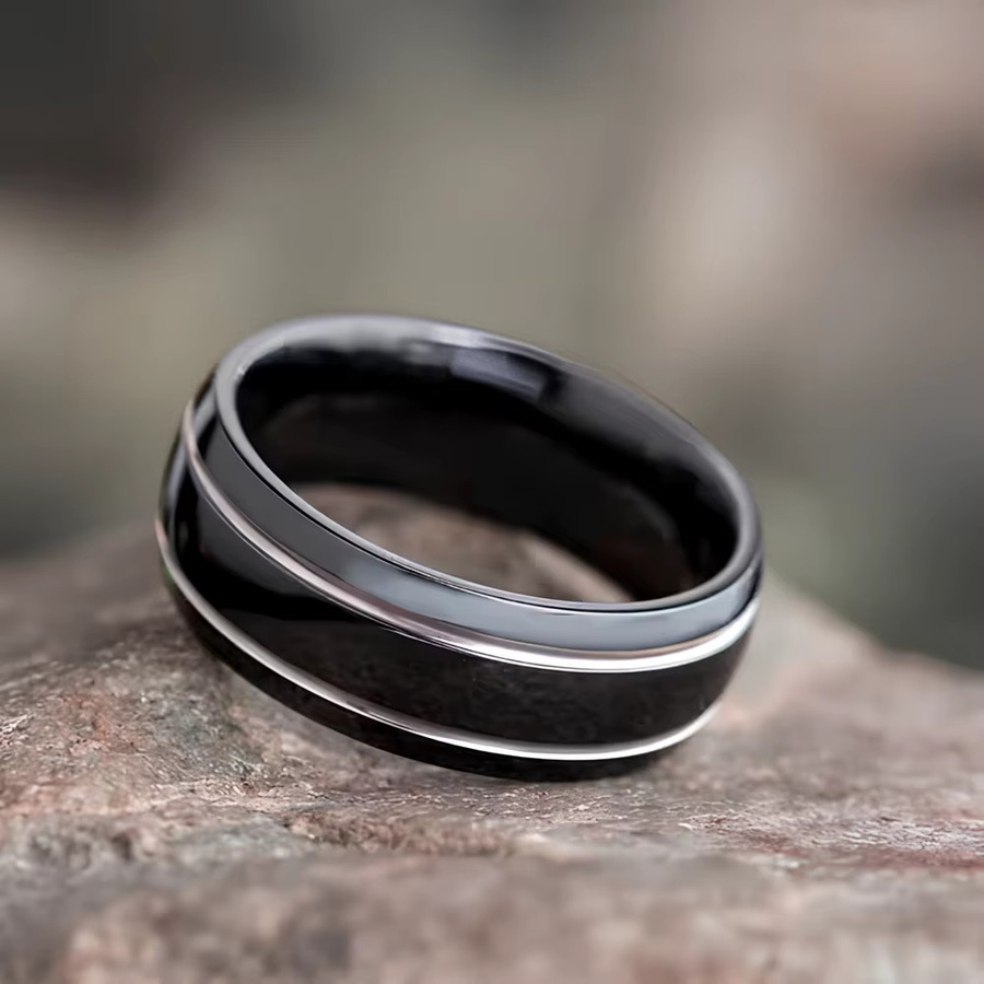 Partnerringe Edelstahl, Schwarz, Unisex - Bild 2