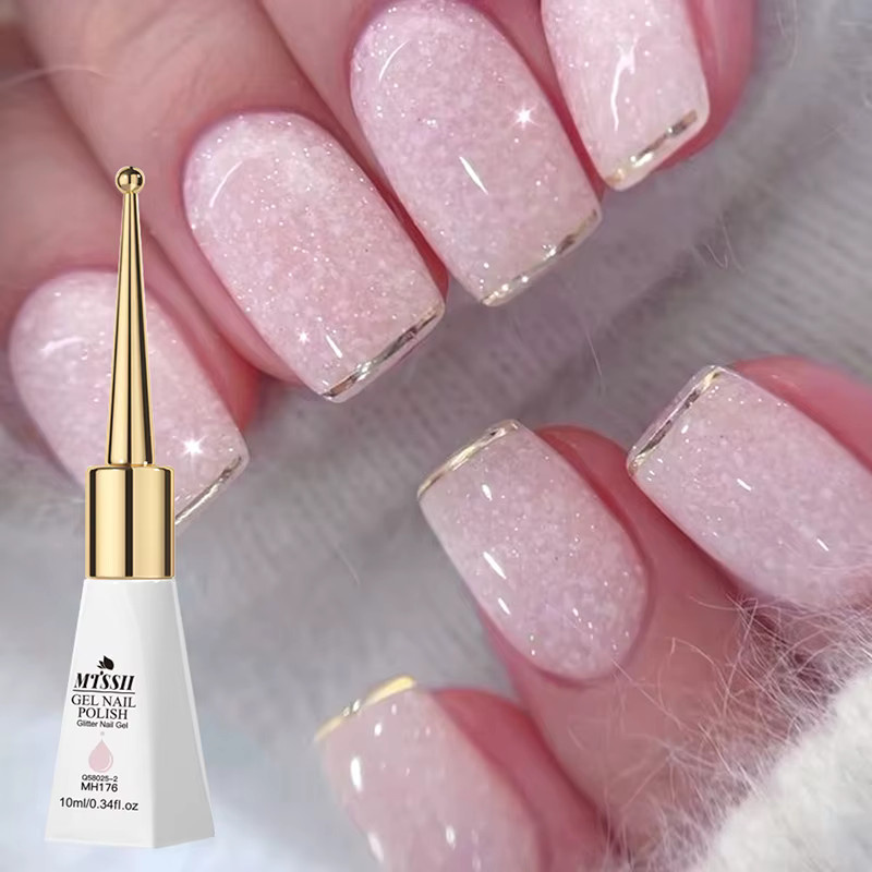 Mtssii Nagellack Gel, Schnee Glitter, Weiß Rosa, 10 ml - Bild 2