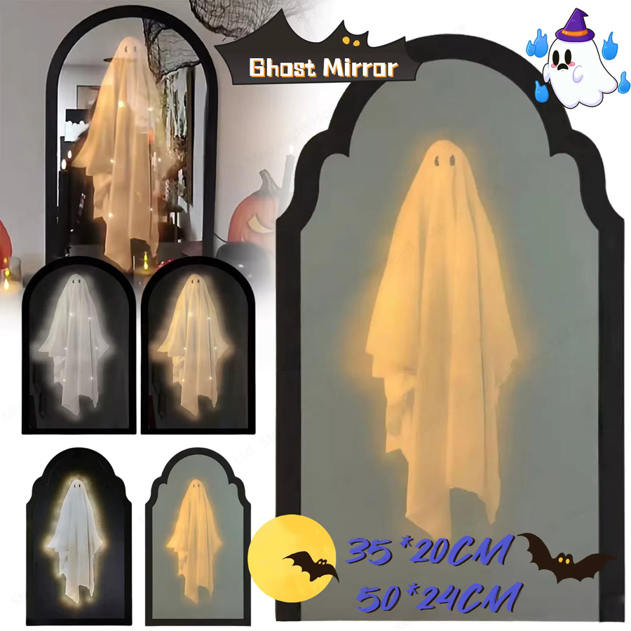 APWIKOGER Halloween-Geisterspiegel mit LED-Nachtlicht in Weiß, B/H: 35 x 20 cm und 50 x 24 cm - Bild 2