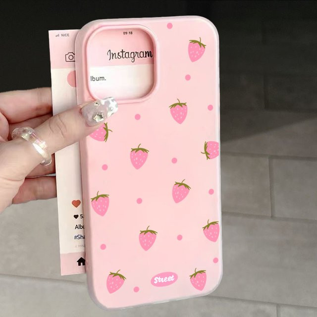 Handyhülle mit rosa Erdbeermuster für Samsung Galaxy S24 S23 S22 Ultra Plus S25 FE A56 A36 A26 A55 A35 A16 A15 A05 - Bild 1