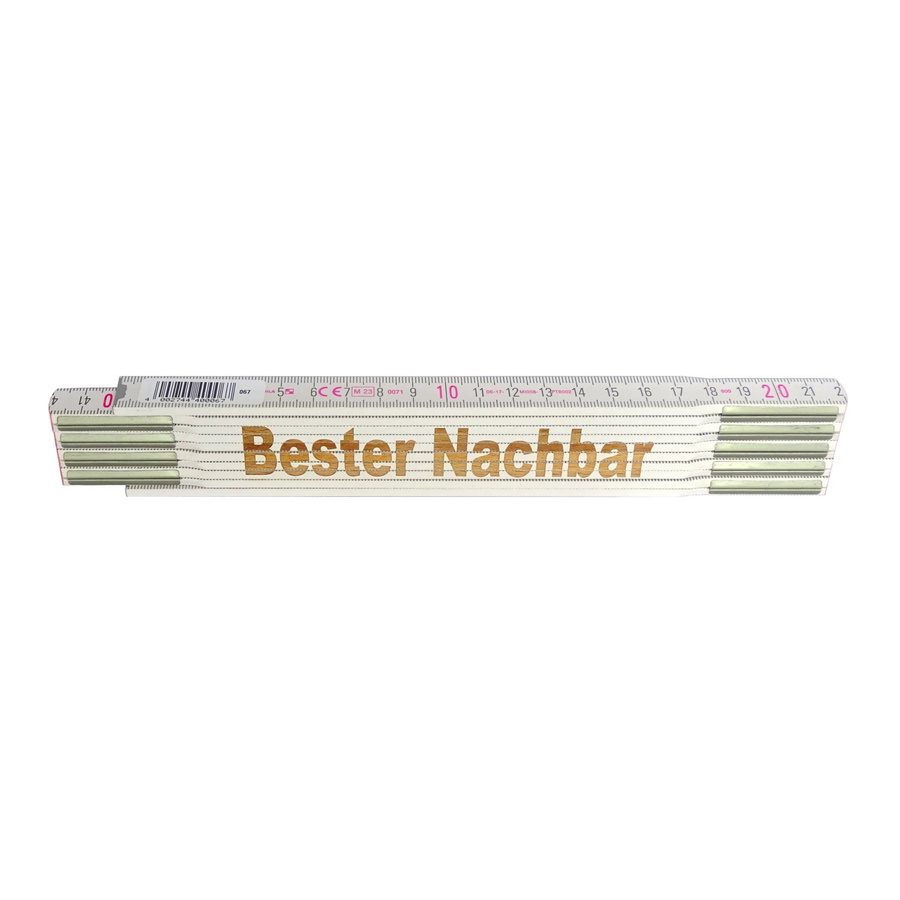 Stabila Zollstock aus Holz mit Lasergravur Bester Nachbar, weiß, 2 m - Bild 2
