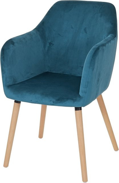 MCW Esszimmerstuhl Vaasa T381 im Retro 50er Jahre Design aus Samt in Petrol-Blau - Bild 1