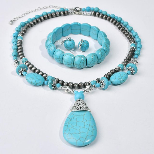 Lucky Star Jewelry Schmuck-Set, Türkis, Perle, Zirkonia, Messing, Damen - Bild 1