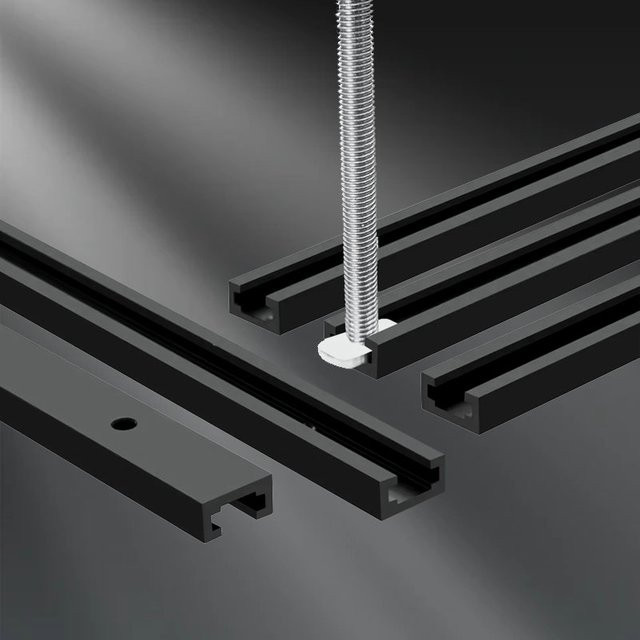 FNICEL 2 Stück T-Track Gehrungsschiene Jig aus Aluminiumlegierung in Schwarz für Router-Tisch und Bandsägen - Bild 1