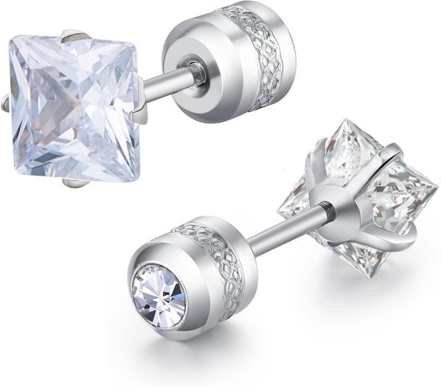 Lucky Star Jewelry Ohrstecker Edelstahl, Zirkonia, Silber, Unisex - Bild 1