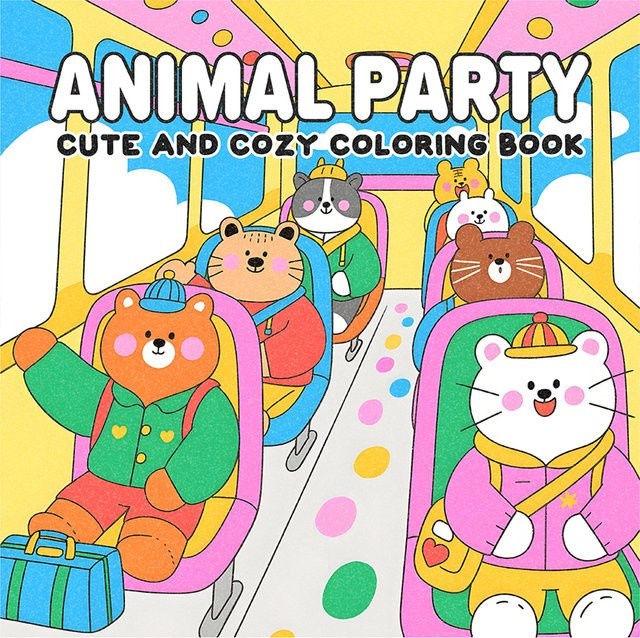 ANIMAL PARTY Malbuch für Erwachsene mit einfachen Mustern und niedlichen Motiven, Multicolor - Bild 1