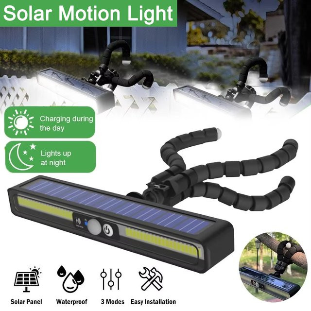UMEXUS Solar-Bewegungsmelder-Leuchten für den Außenbereich, 36 LED Wandleuchten in Schwarz, wasserdichte Sicherheitsleuchten für Garten und Zaun, B/T/H: 4,06 x 4,06 x 2,28 cm - Bild 1