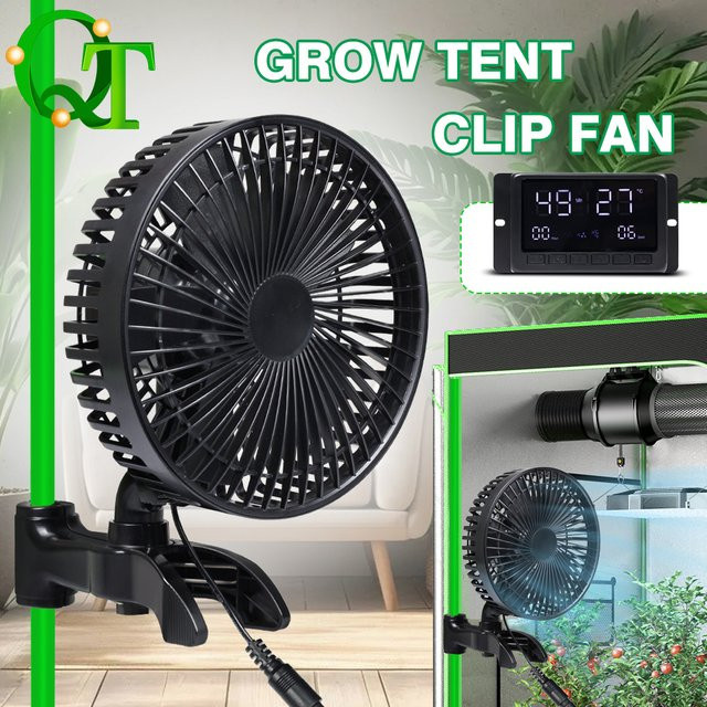 GRAXGROW Pflanzen-Gewächshaus-Zeltventilator mit Clip, 12W, Schwarz, App-Steuerung möglich - Bild 1