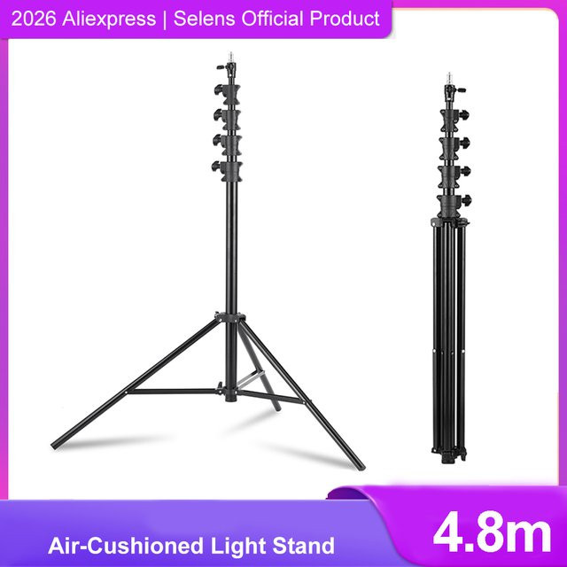 Selens Professionelles Schwerlast-Luftkissen-Lichtstativ aus Aluminium in Schwarz für Fotostudio Softbox und Blitz, 4,8 m Höhe - Bild 1