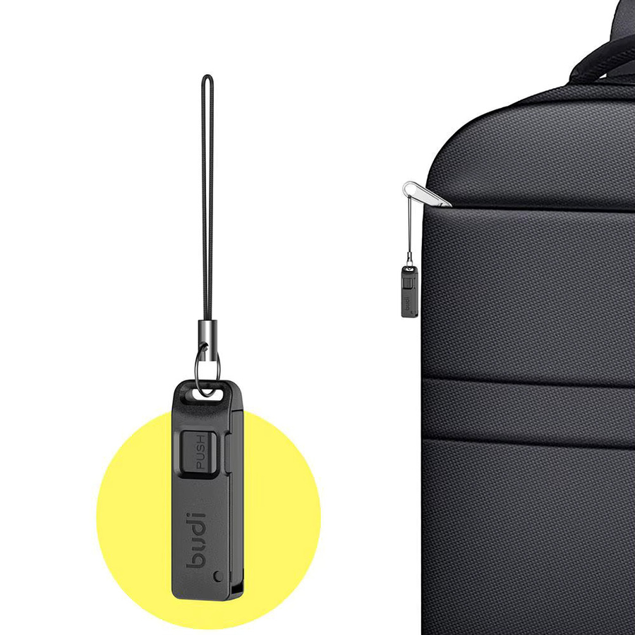BUDI Anti-Verlust SIM-Karten-Auswurfstift und Aufbewahrungsbox in Schwarz mit Schlüsselanhänger für SIM- und TF-Karten - Bild 2