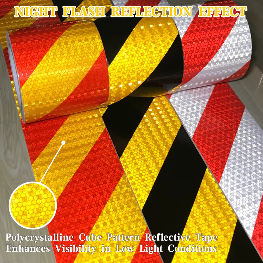 Reflektierendes Twill-Gitterband in Grün und Rot, wasserdicht und selbstklebend als Sicherheitswarnaufkleber zur Auffälligkeitsmarkierung für LKW-Fahrzeuge - Bild 3