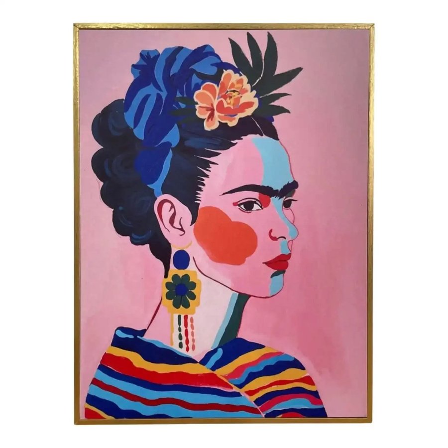 Mansion atmosphere Holzbild Frida Kahlo Four Pop-Art Porträt, Mehrfarbig, Breite: 30 cm, Höhe: 40 cm - Bild 1