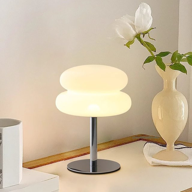 Topwinson LED Pilz-Tischlampe in Weiß mit USB-Anschluss für Schlafzimmer, Wohnzimmer und Esszimmer, moderne Ambiente-Beleuchtung - Bild 1