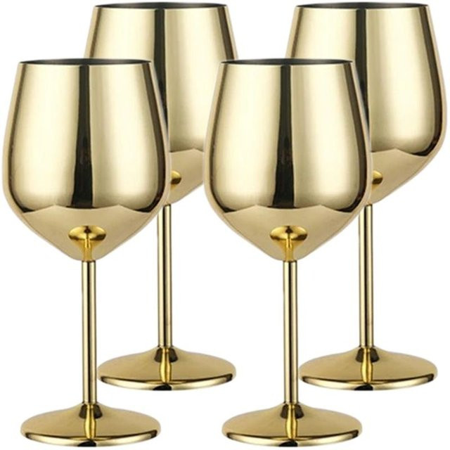 Yiran Furniture 4er Set Edelstahl Weingläser in Roségold für Wein, Champagner und Cocktails - Bild 1