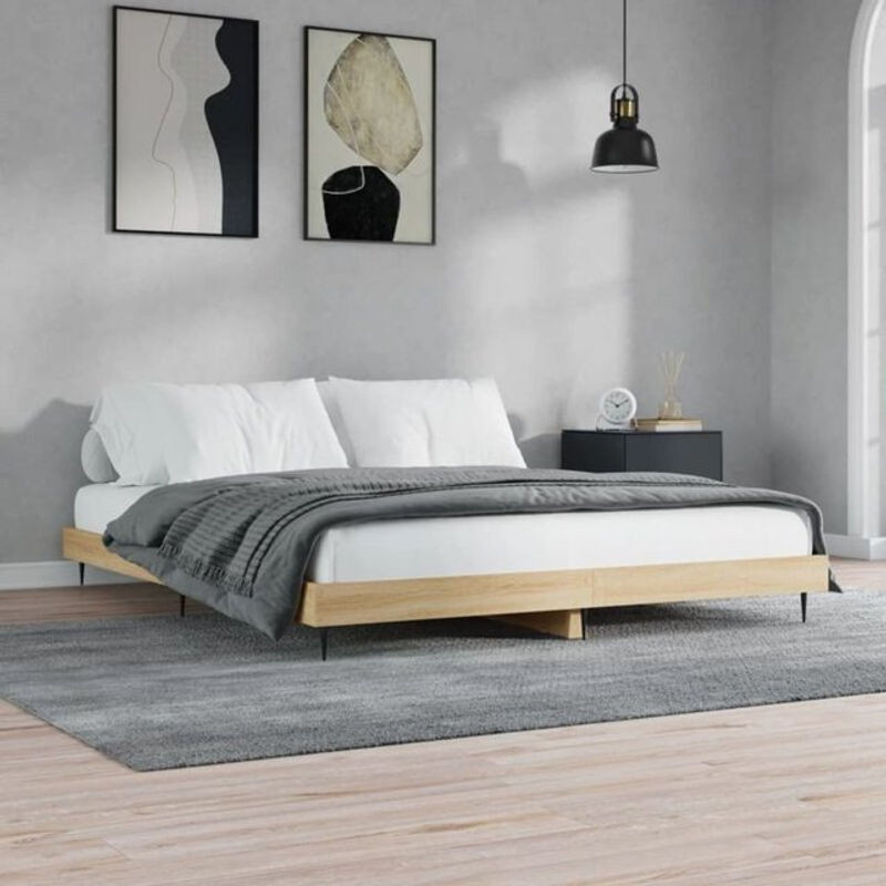 Bettgestell Einzelbett Vidaxl aus Holzwerkstoff in Sonoma-Eiche Natur, B/T/H: 120 x 200 cm - Bild 1