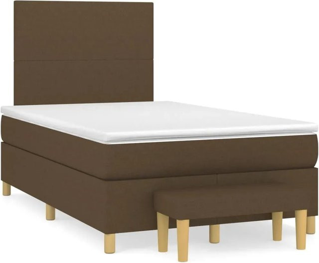 vidaXL Boxspringbett mit Matratze in Braun aus Stoff, B/T/H: 120 x 200 x 128 cm - Bild 1