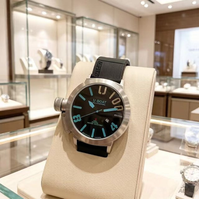 U-BOAT Herrenuhr, Analoguhr, Messing, Silber, Kautschuk, Rund - Bild 1
