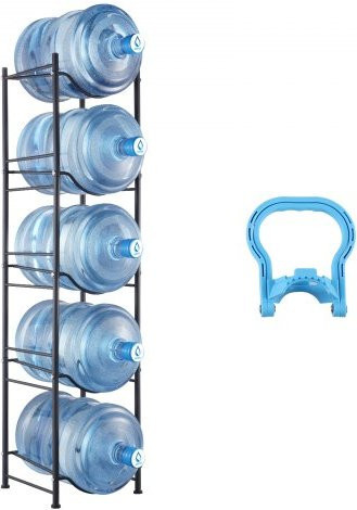 VEVOR Wasserkrughalter aus Eisen mit 5 Ebenen für 5 Flaschen, einreihiges Wasserflaschenregal in Schwarz - Bild 1