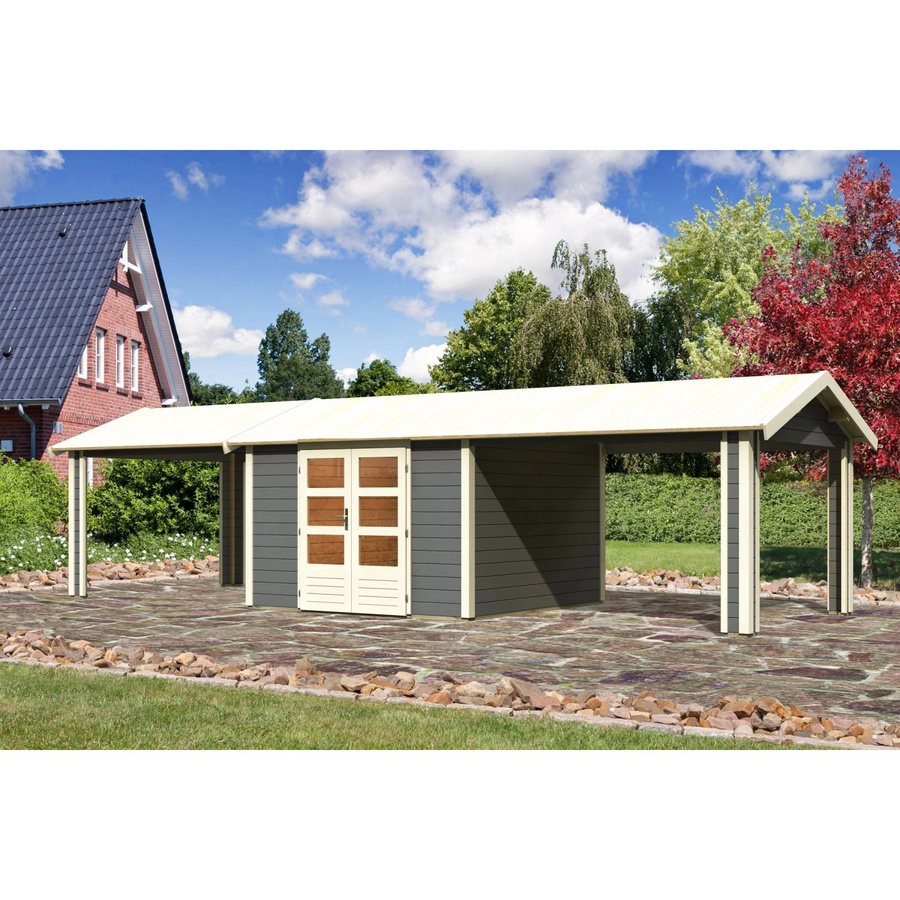 Karibu Holz-Gartenhaus Timra mit Satteldach in Terragrau, B/T: 300 x 300 cm - Bild 2